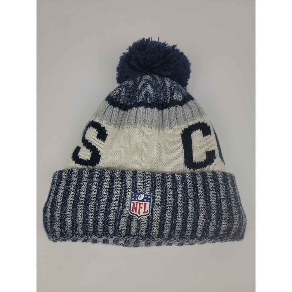 New Era Dallas Cowboys NFL Knit Beanie Pom Hat Blue White Gray Cuffed One Size - Picture 2 of 6